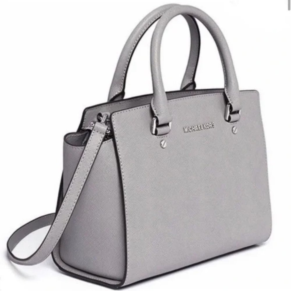 Michael Kors Medium Gray Saffiano Leather Selma Bag / Satchel / Crossbody